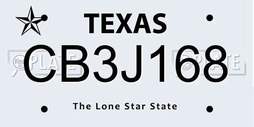 CB3J168 Texas License Plate