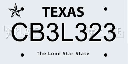 CB3L323 Texas License Plate