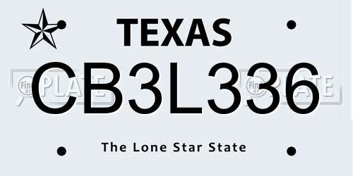 CB3L336 Texas License Plate