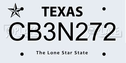 CB3N272 Texas License Plate