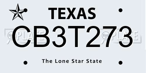 CB3T273 Texas License Plate