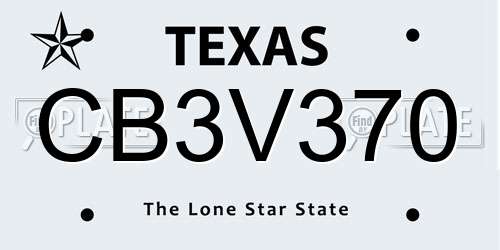 CB3V370 Texas License Plate