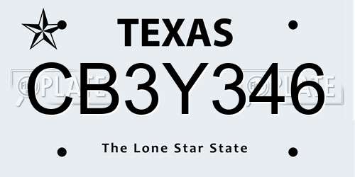 CB3Y346 Texas License Plate