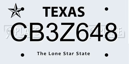 CB3Z648 Texas License Plate