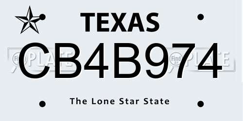 CB4B974 Texas License Plate