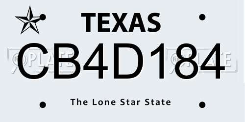 CB4D184 Texas License Plate