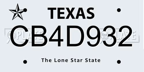 CB4D932 Texas License Plate