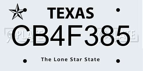 CB4F385 Texas License Plate