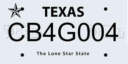 CB4G004 Texas License Plate