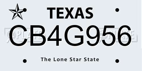 CB4G956 Texas License Plate