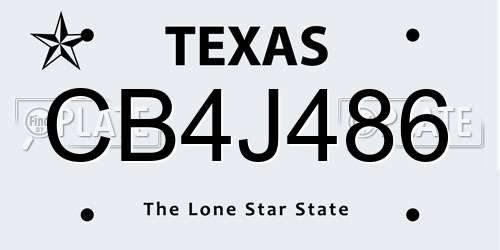 CB4J486 Texas License Plate