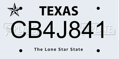 CB4J841 Texas License Plate