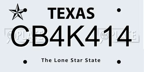 CB4K414 Texas License Plate