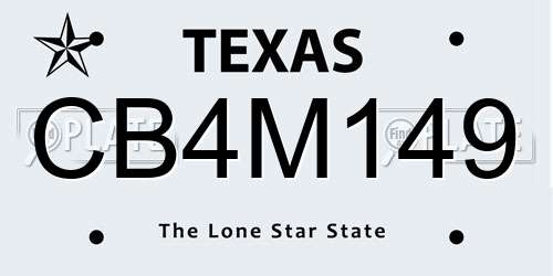 CB4M149 Texas License Plate