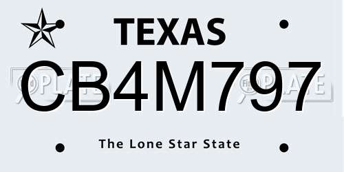 CB4M797 Texas License Plate