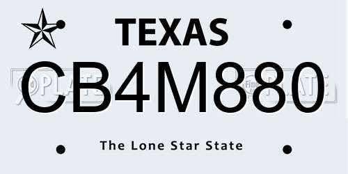 CB4M880 Texas License Plate