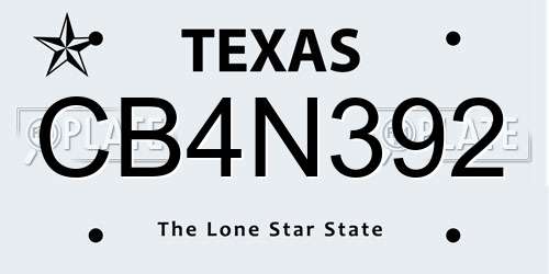 CB4N392 Texas License Plate