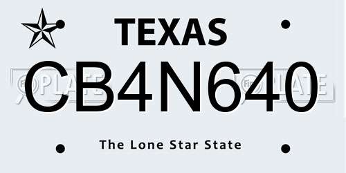 CB4N640 Texas License Plate