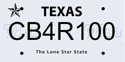 CB4R100 Texas License Plate