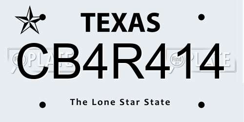 CB4R414 Texas License Plate