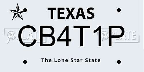 CB4T1P Texas License Plate