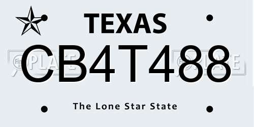 CB4T488 Texas License Plate