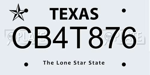 CB4T876 Texas License Plate