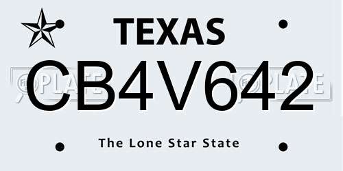 CB4V642 Texas License Plate