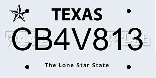 CB4V813 Texas License Plate