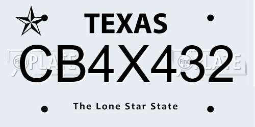 CB4X432 Texas License Plate