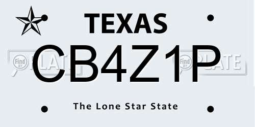 CB4Z1P Texas License Plate