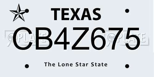 CB4Z675 Texas License Plate