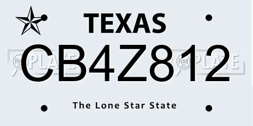 CB4Z812 Texas License Plate