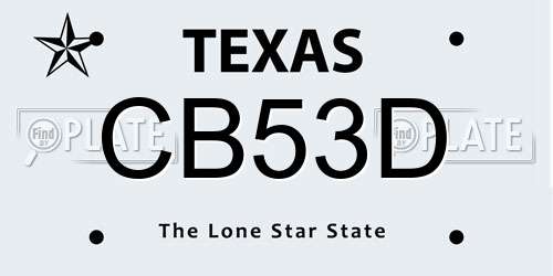 CB53D Texas License Plate