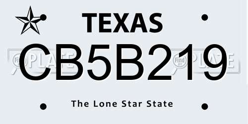 CB5B219 Texas License Plate