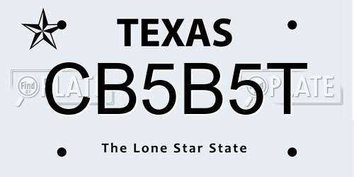 CB5B5T Texas License Plate