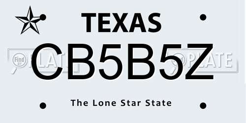 CB5B5Z Texas License Plate