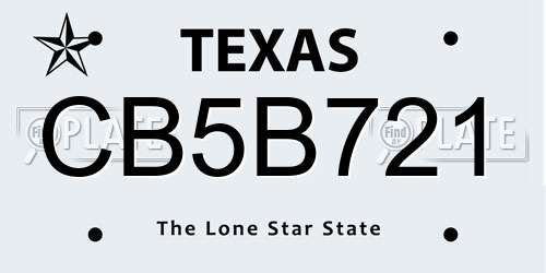 CB5B721 Texas License Plate