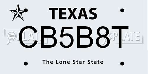 CB5B8T Texas License Plate