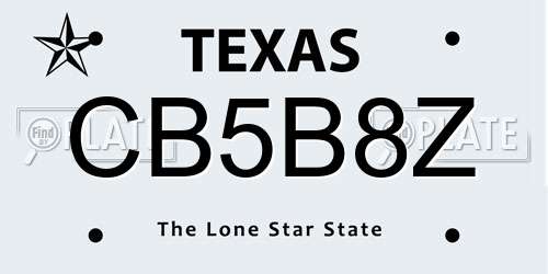 CB5B8Z Texas License Plate