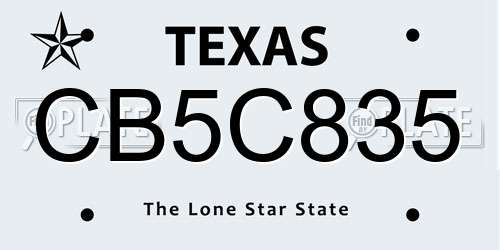 CB5C835 Texas License Plate
