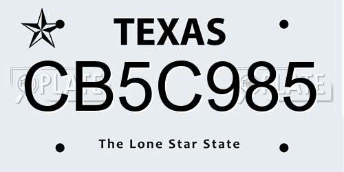 CB5C985 Texas License Plate