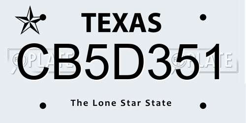 CB5D351 Texas License Plate