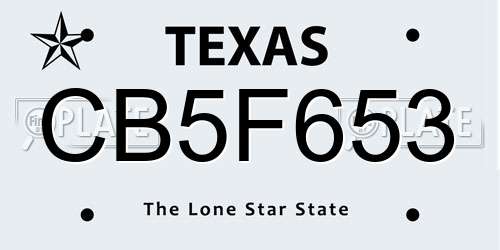 CB5F653 Texas License Plate