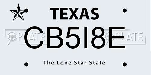 CB5I8E Texas License Plate