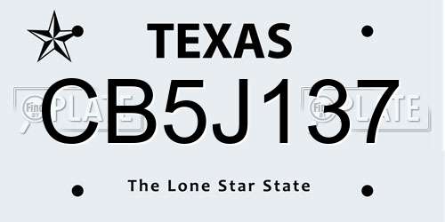 CB5J137 Texas License Plate