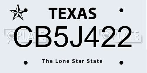 CB5J422 Texas License Plate