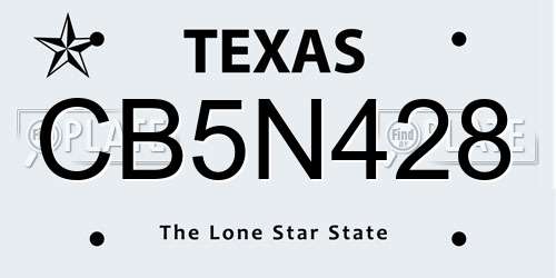 CB5N428 Texas License Plate