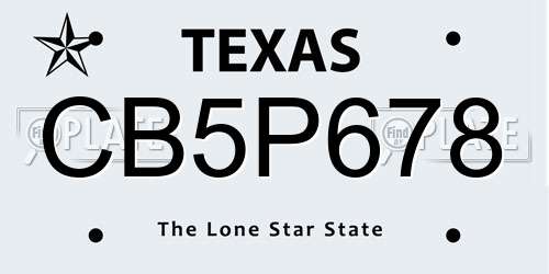 CB5P678 Texas License Plate