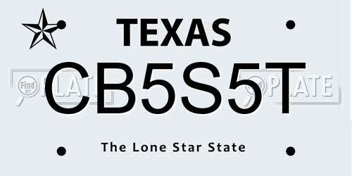 CB5S5T Texas License Plate